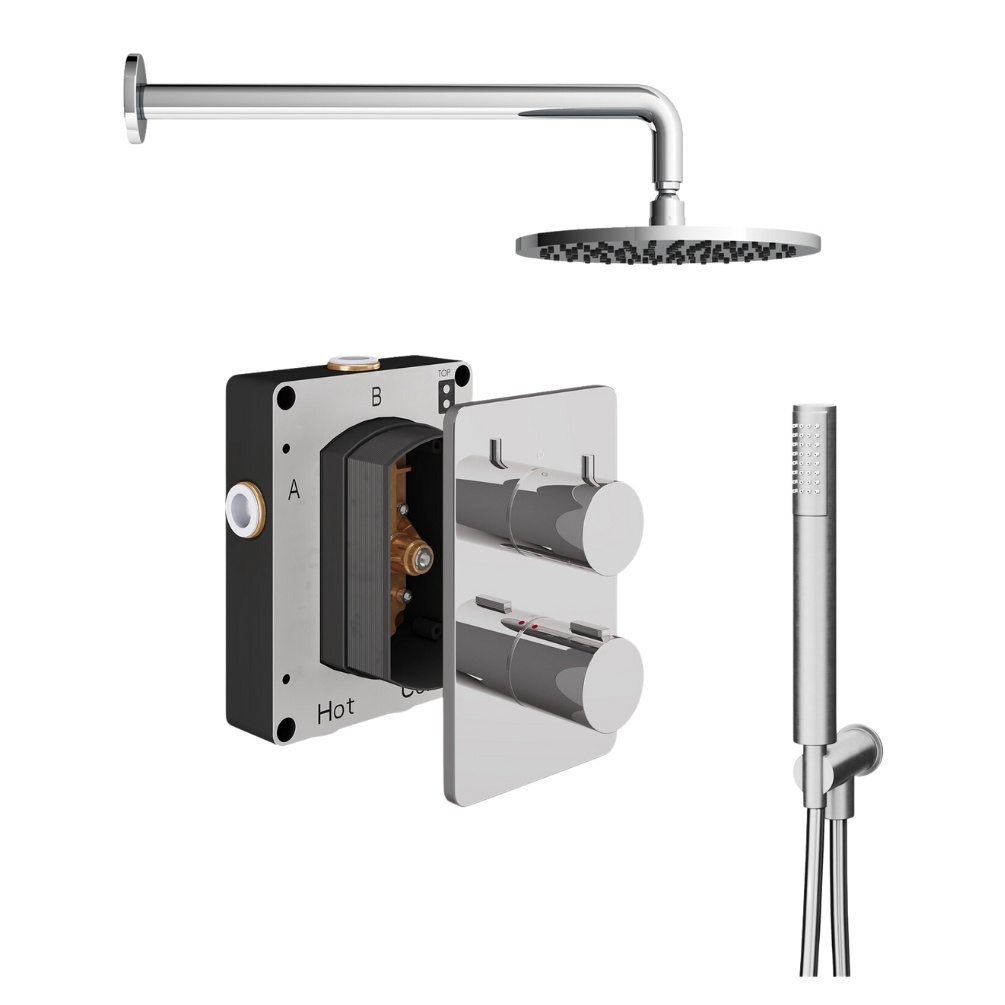 Product Cut out image of the Abacus Iso Chrome 2 Outlet Shower Pack with Fixed Head & Handset